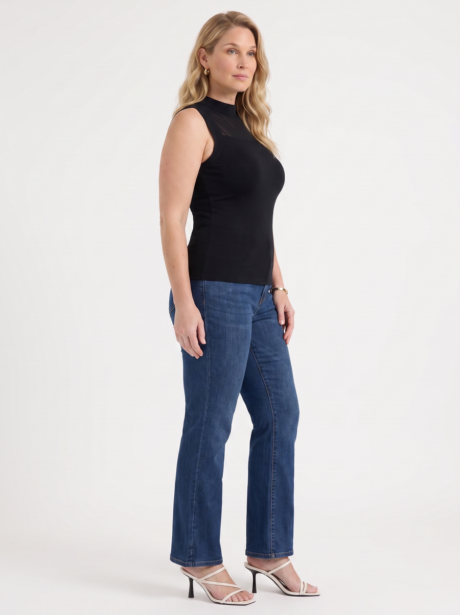 Gemma Rippstrick-Top mit Mesh-Einsatz