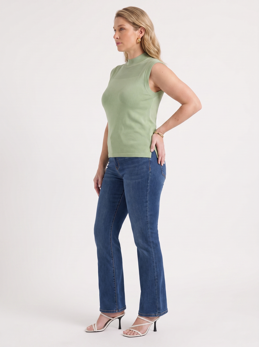 Gemma Rippstrick-Top mit Mesh-Einsatz