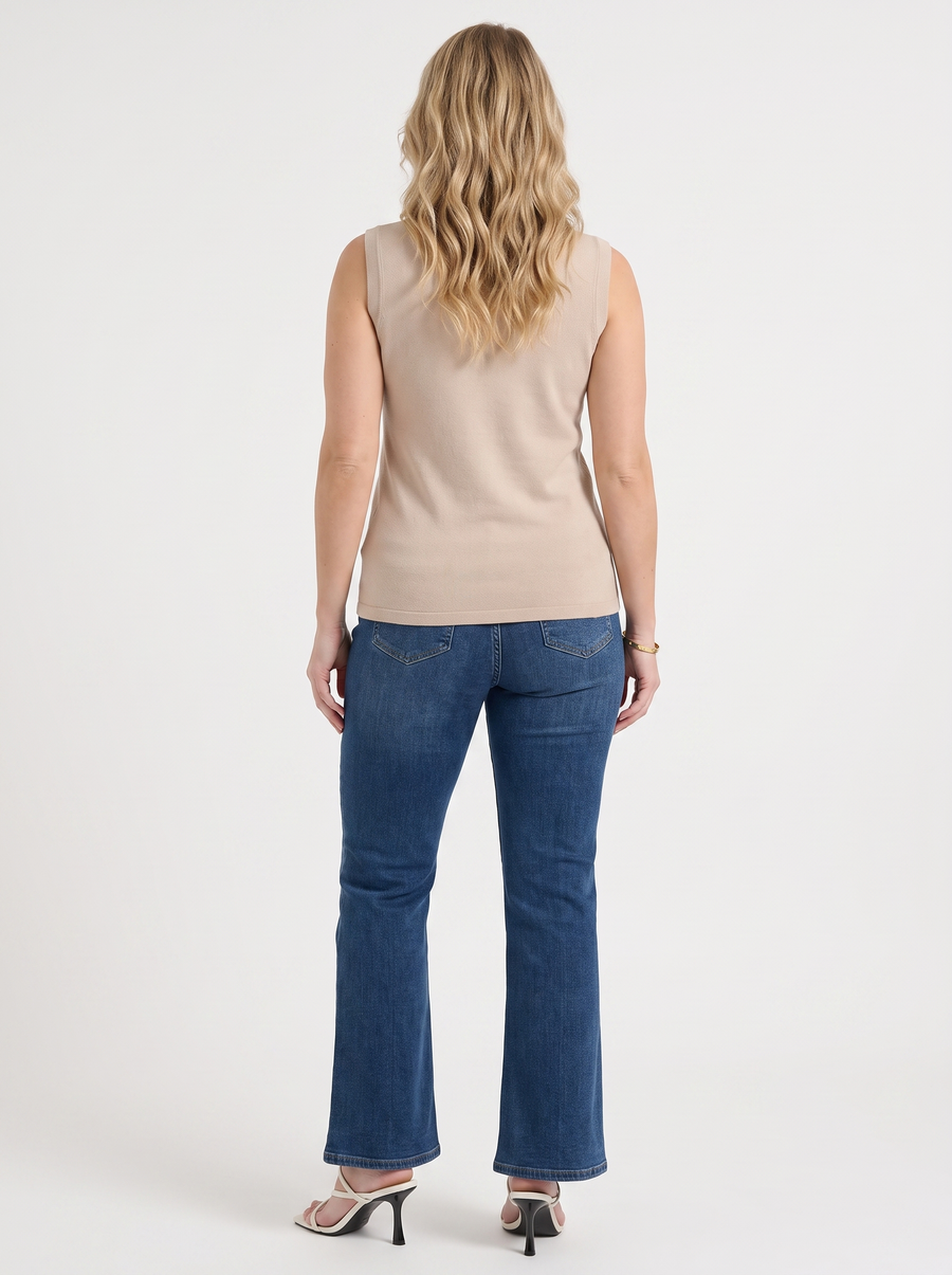 Gemma Rippstrick-Top mit Mesh-Einsatz