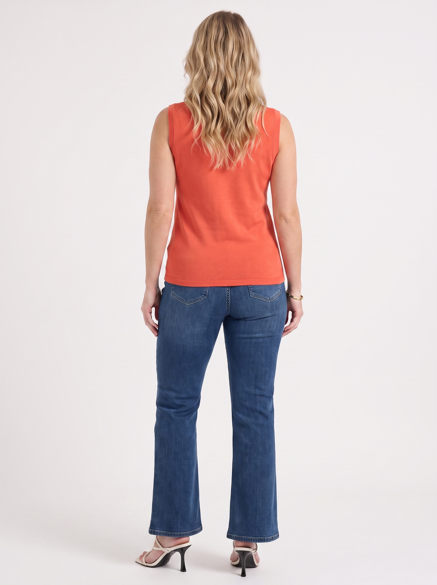Gemma Rippstrick-Top mit Mesh-Einsatz