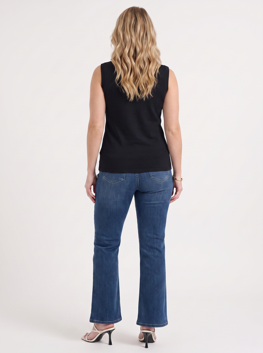 Gemma Rippstrick-Top mit Mesh-Einsatz