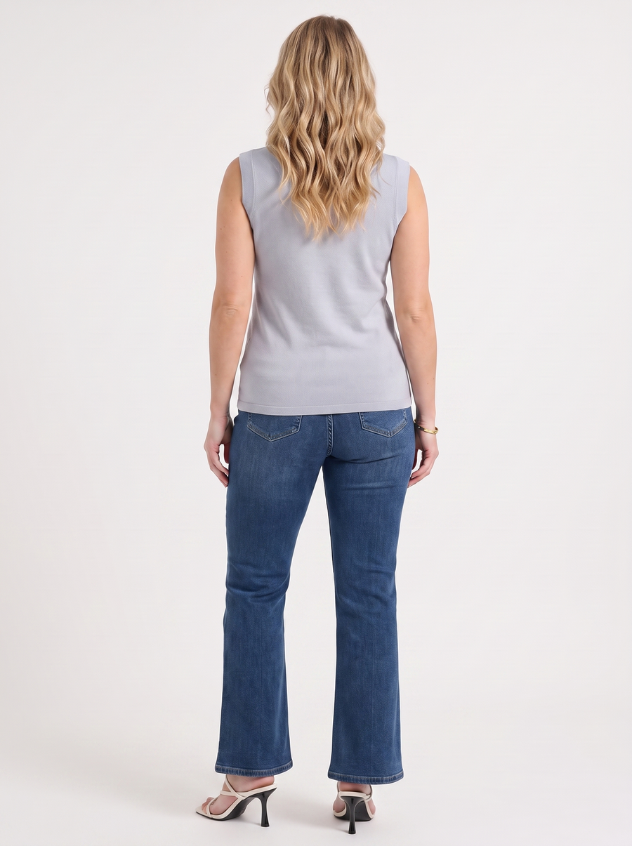Gemma Rippstrick-Top mit Mesh-Einsatz