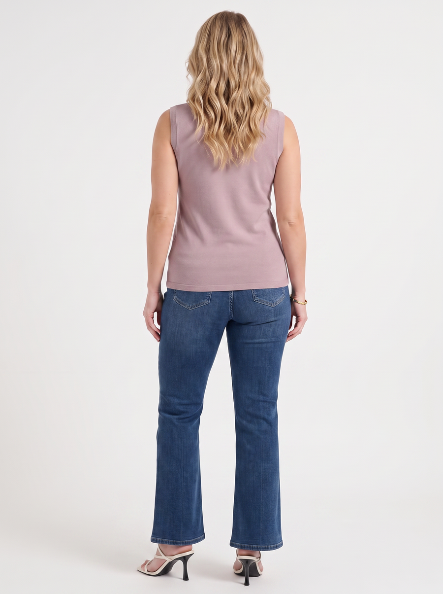 Gemma Rippstrick-Top mit Mesh-Einsatz