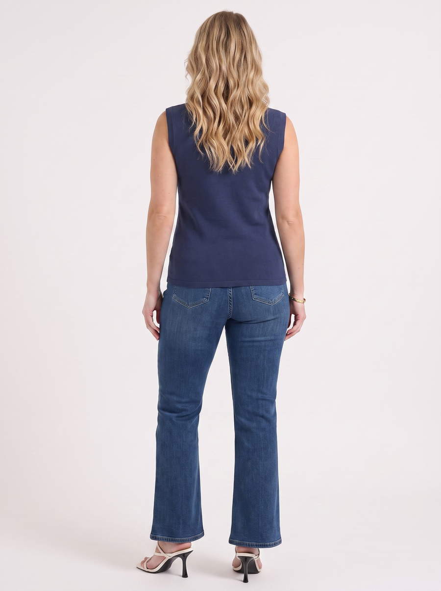 Gemma Rippstrick-Top mit Mesh-Einsatz