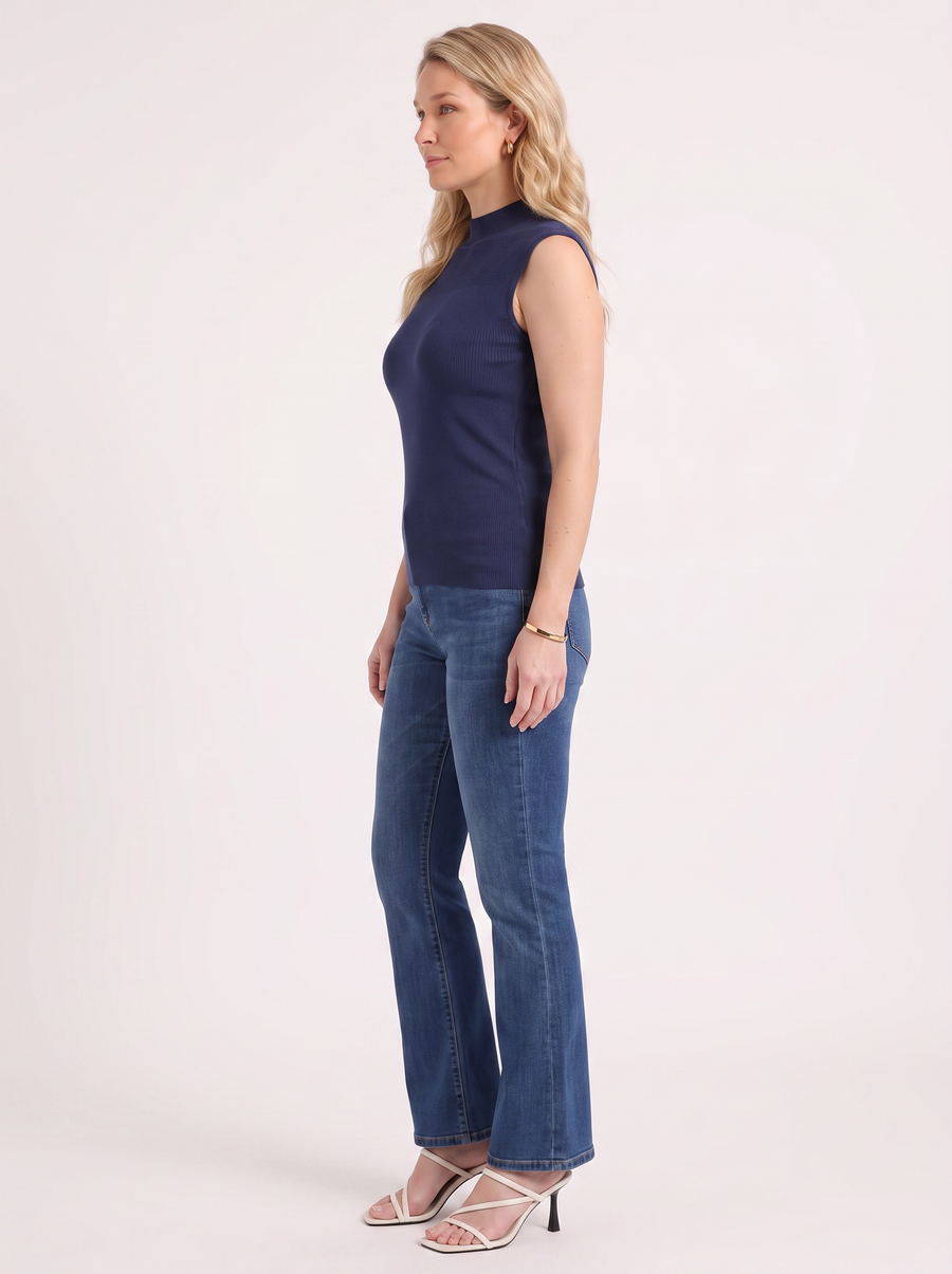 Gemma Rippstrick-Top mit Mesh-Einsatz