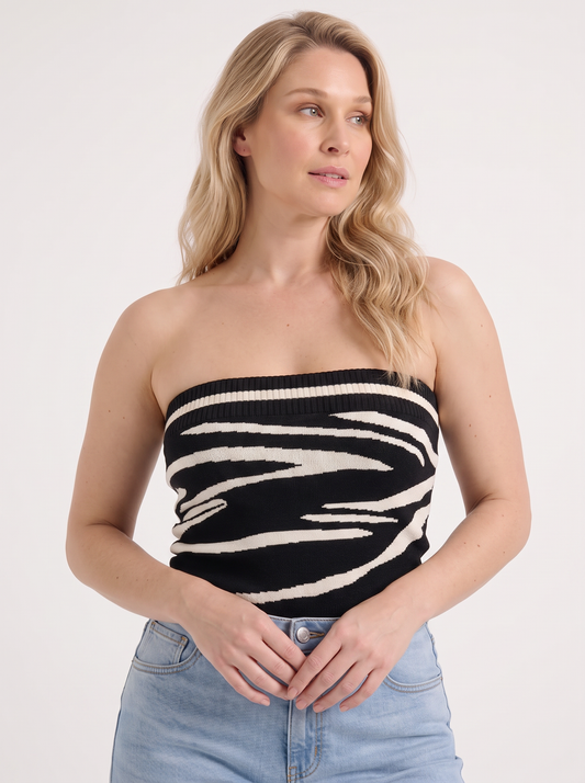 Rue Bandeau-Top mit Print
