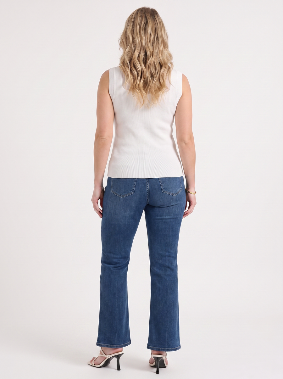 Gemma Rippstrick-Top mit Mesh-Einsatz