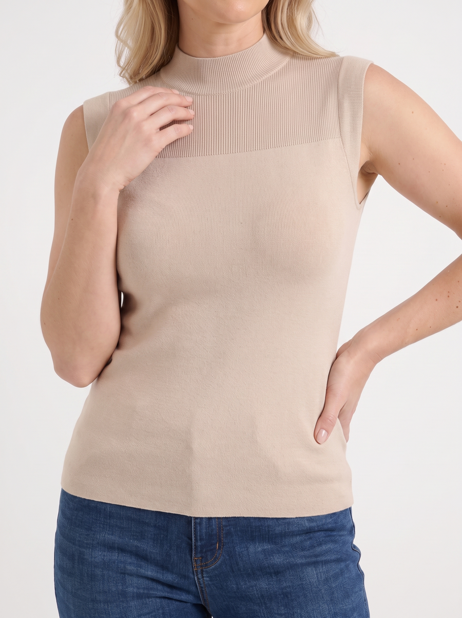 Gemma Rippstrick-Top mit Mesh-Einsatz