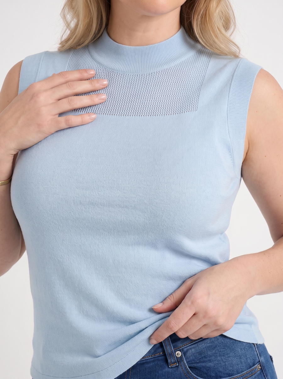 Gemma Rippstrick-Top mit Mesh-Einsatz