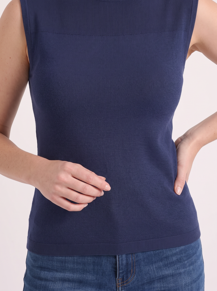Gemma Rippstrick-Top mit Mesh-Einsatz