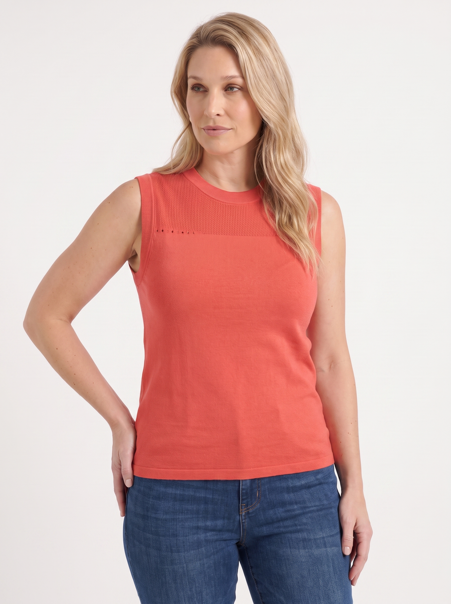 Gemma Rippstrick-Top mit Mesh-Einsatz