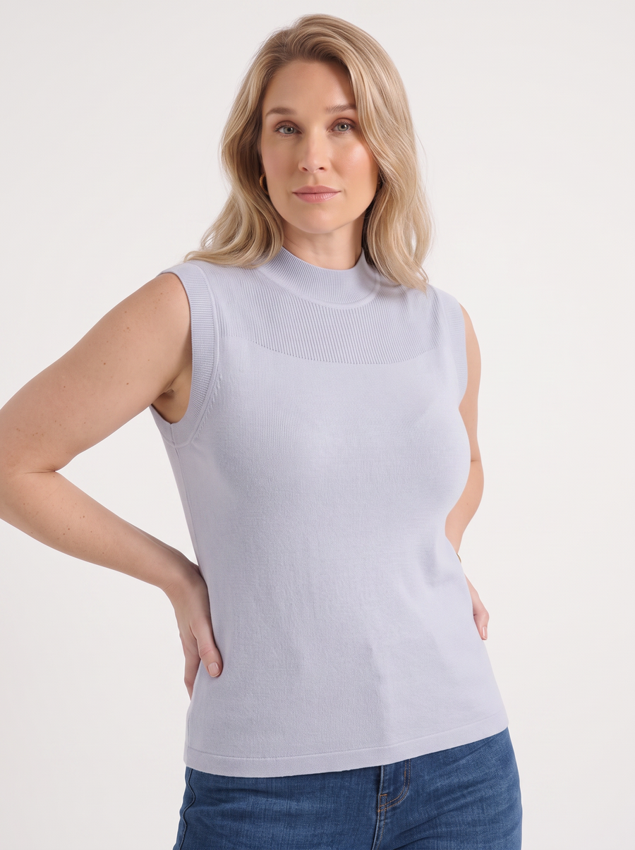 Gemma Rippstrick-Top mit Mesh-Einsatz