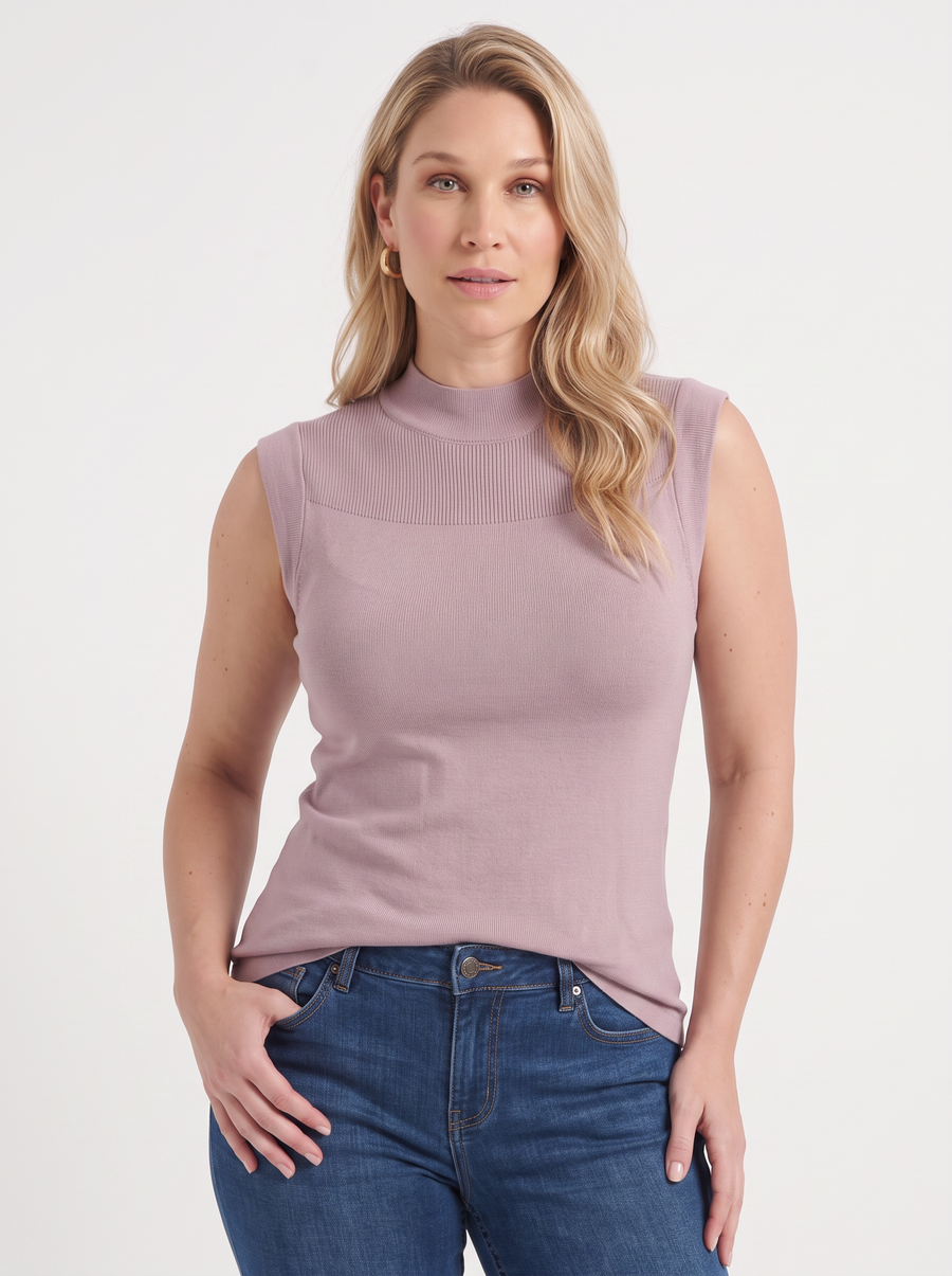 Gemma Rippstrick-Top mit Mesh-Einsatz