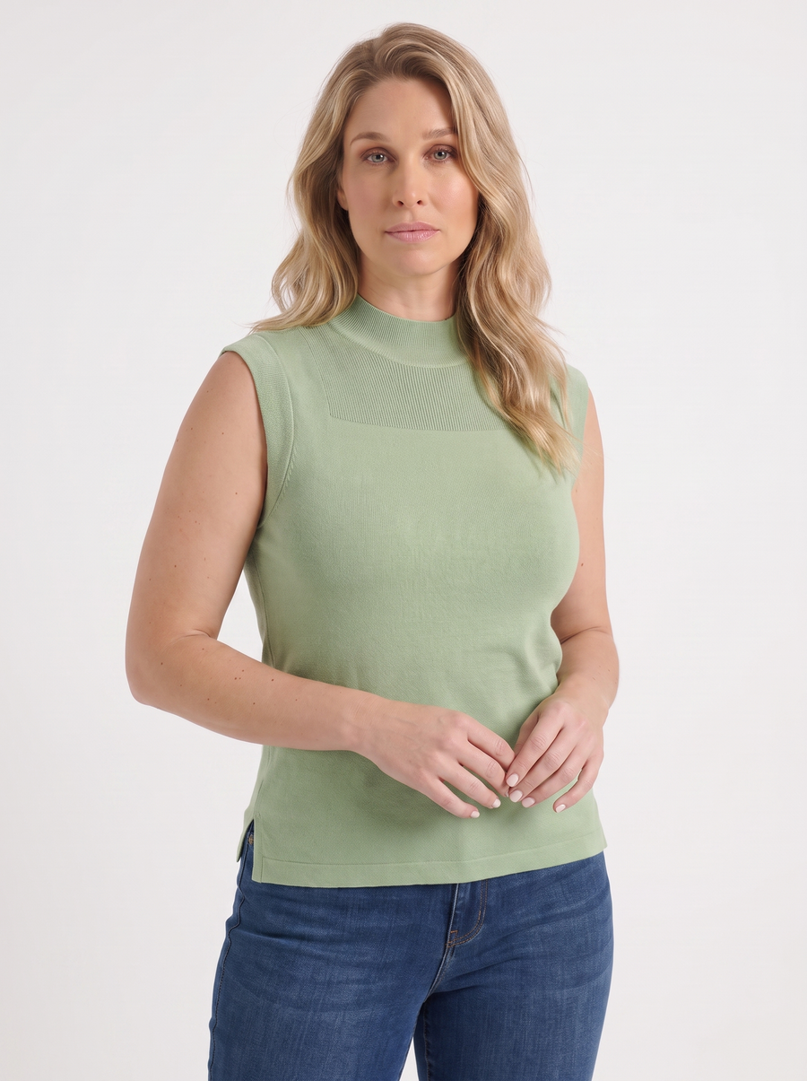 Gemma Rippstrick-Top mit Mesh-Einsatz
