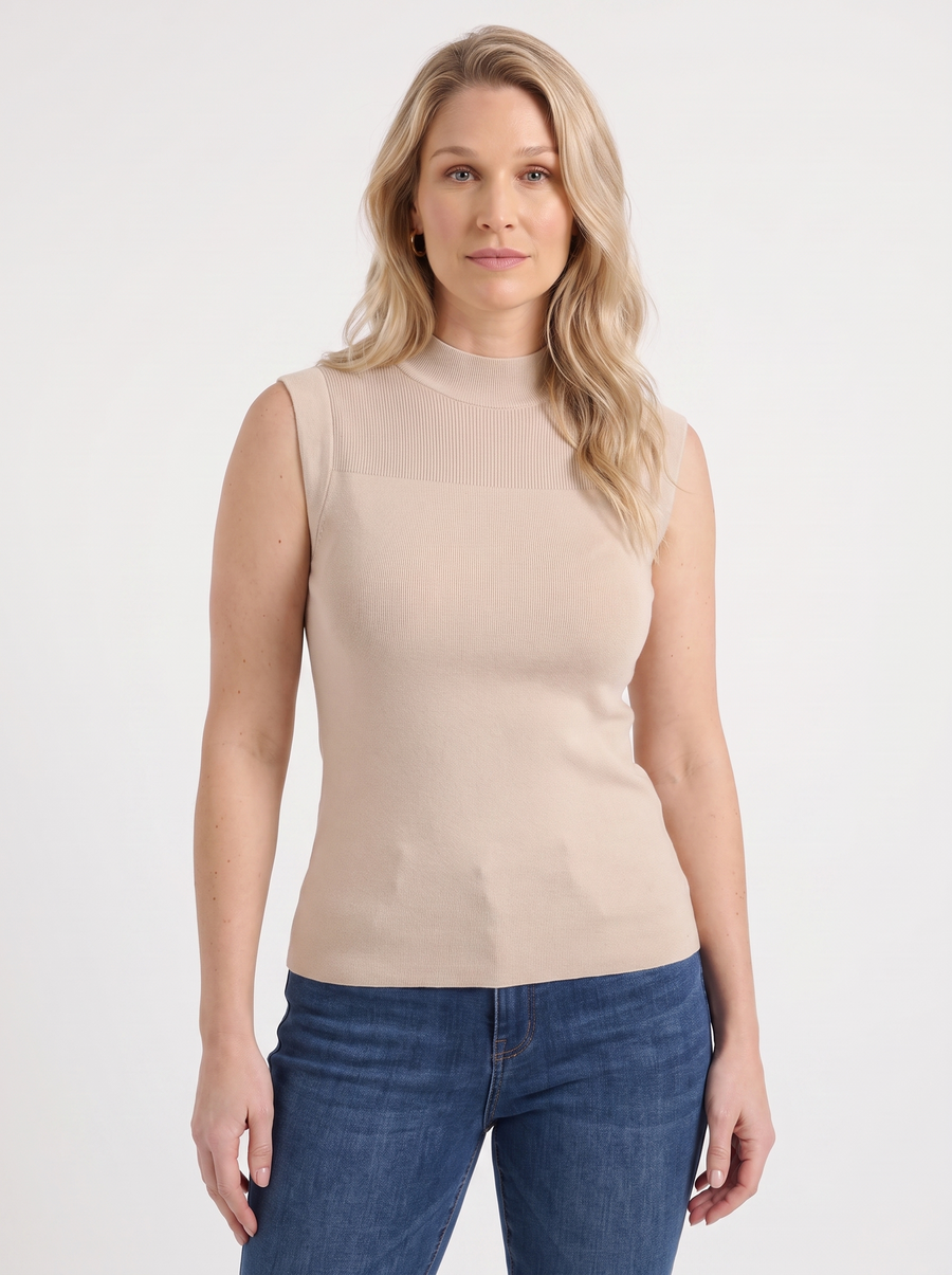 Gemma Rippstrick-Top mit Mesh-Einsatz