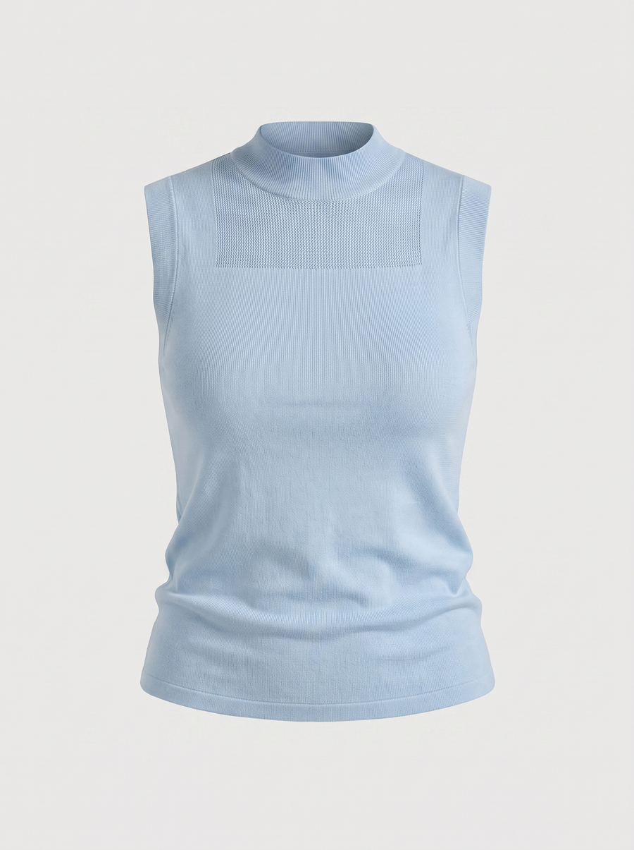Gemma Rippstrick-Top mit Mesh-Einsatz