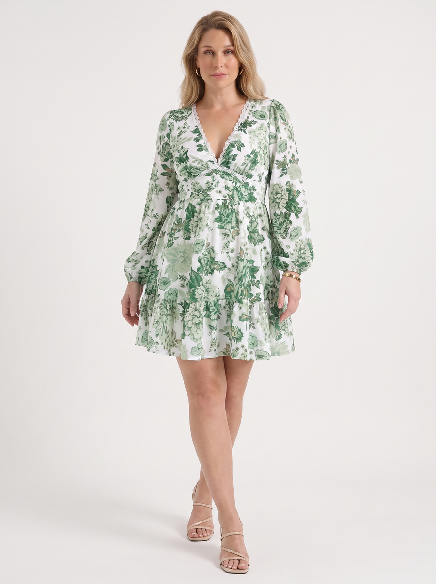 Kai Mini-Blumenkleid mit Ballonärmeln