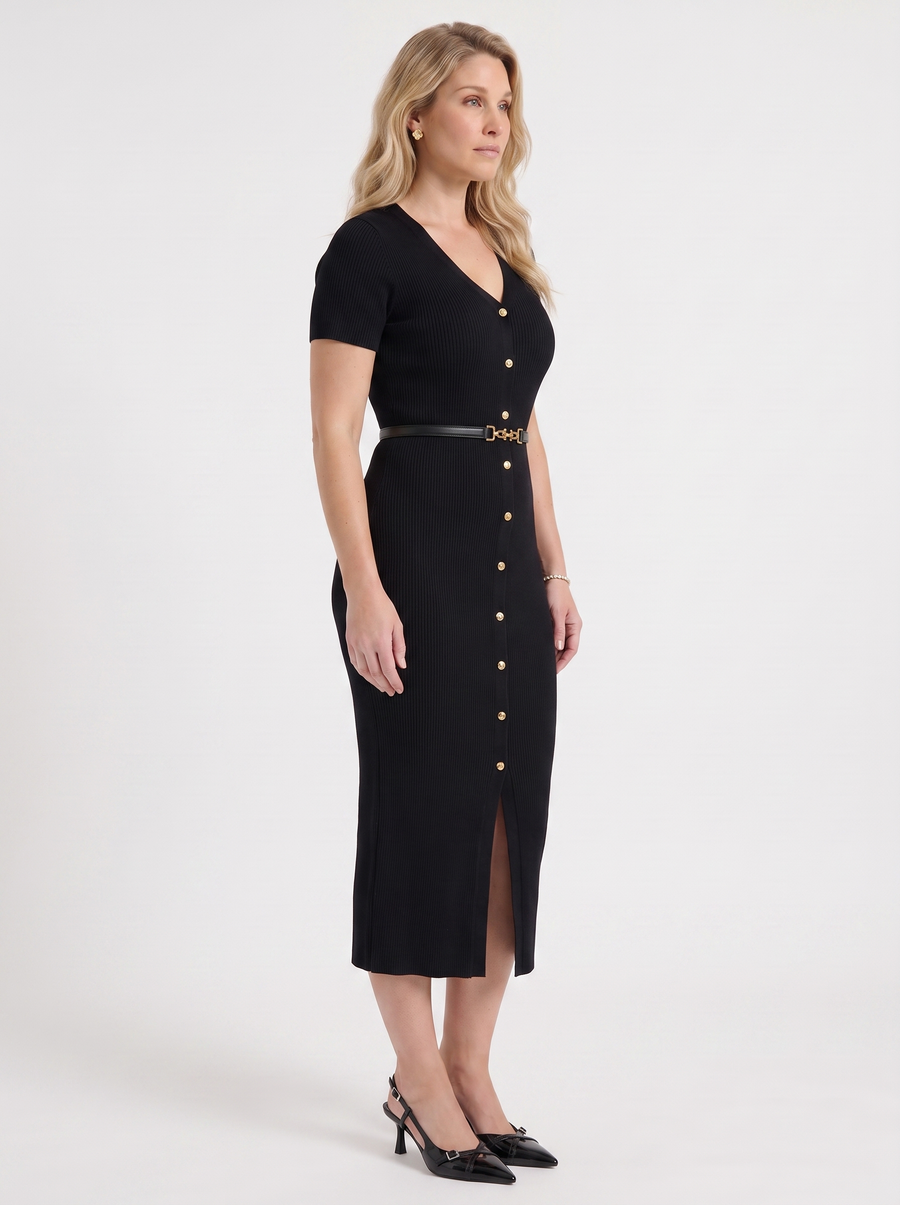 Rowan Midi-Strickkleid mit Knopfleiste