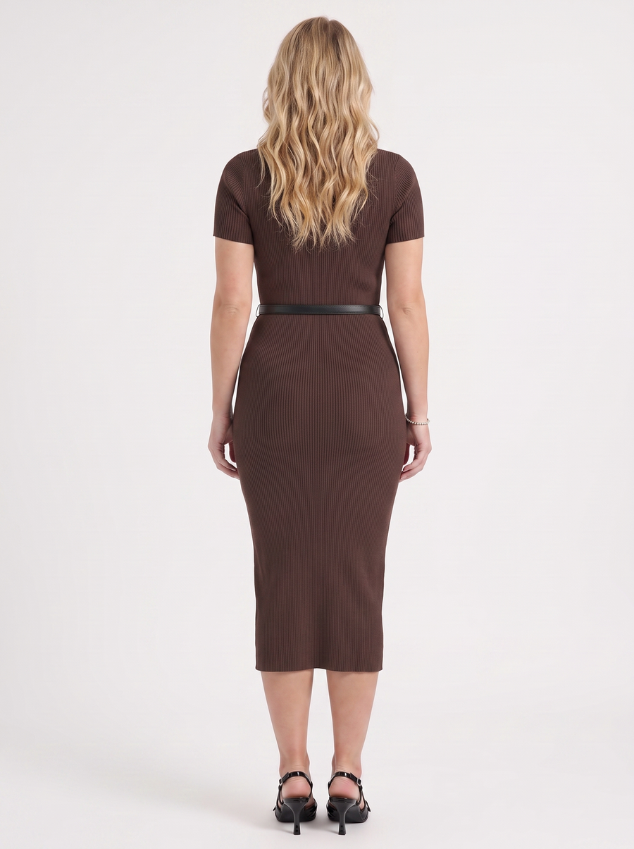 Rowan Midi-Strickkleid mit Knopfleiste