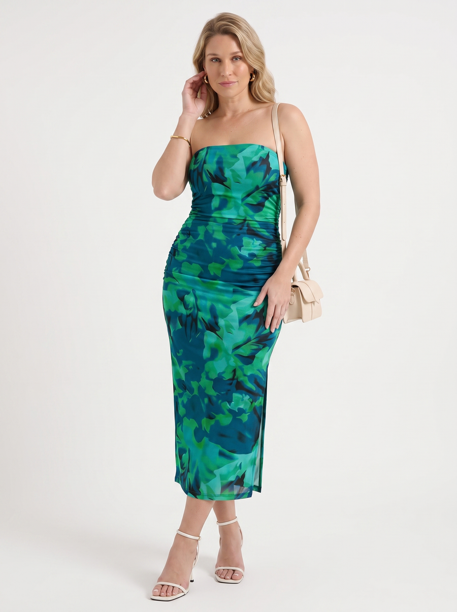 Quincy Bandeau-Maxikleid mit Print