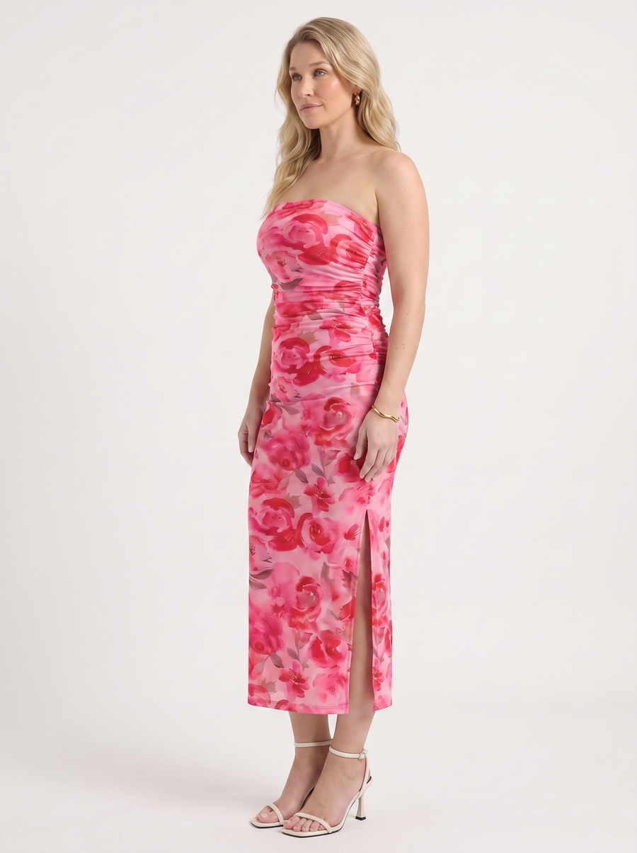 Quincy Bandeau-Maxikleid mit Print