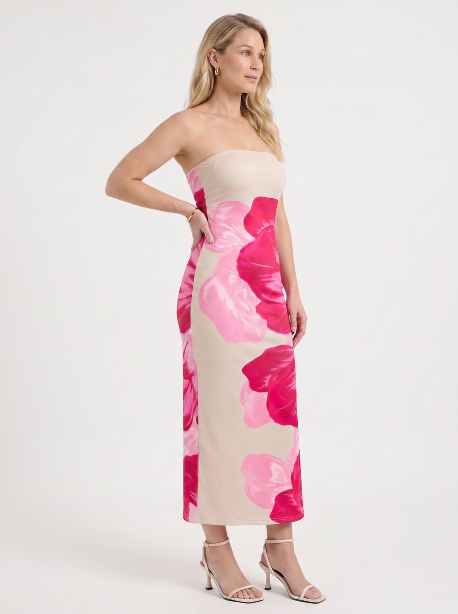 Quincy Bandeau-Maxikleid mit Print