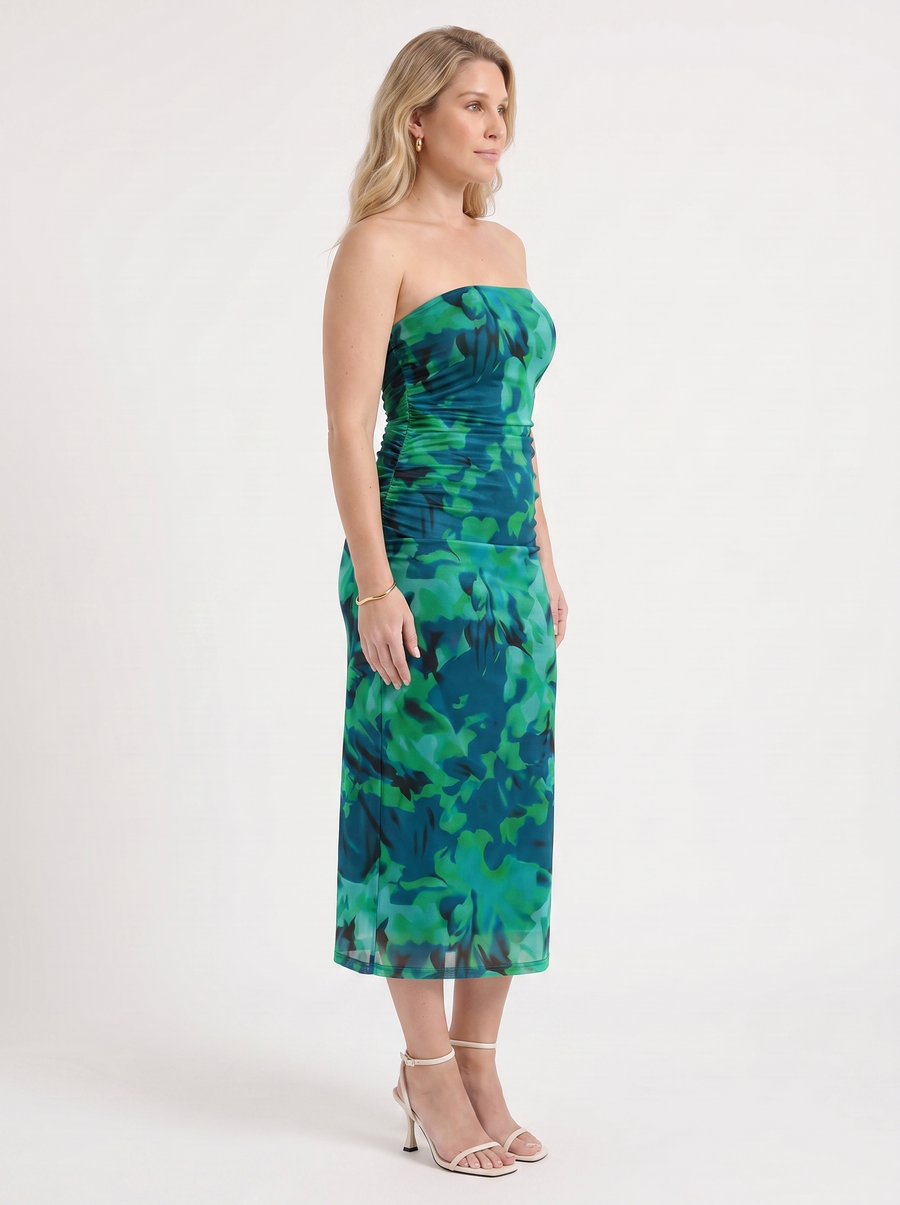 Quincy Bandeau-Maxikleid mit Print