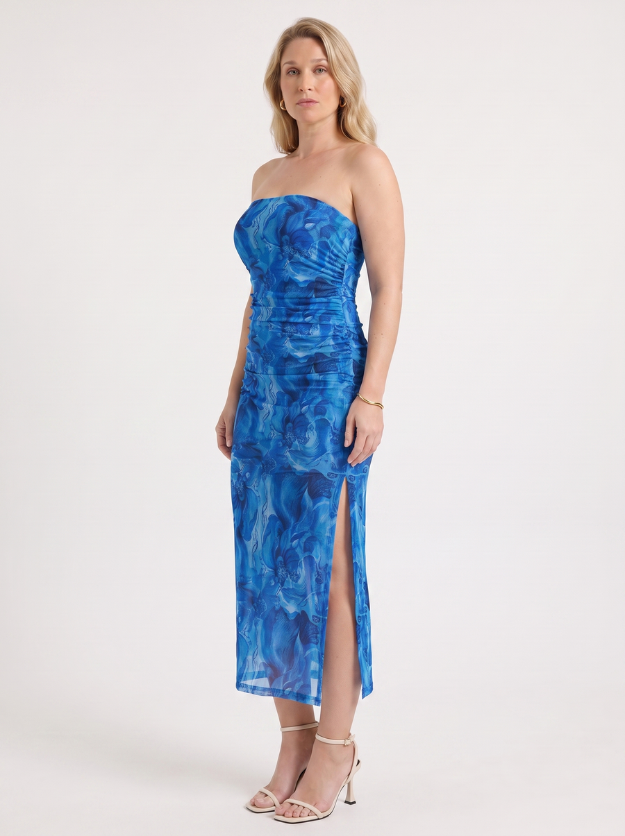 Quincy Bandeau-Maxikleid mit Print