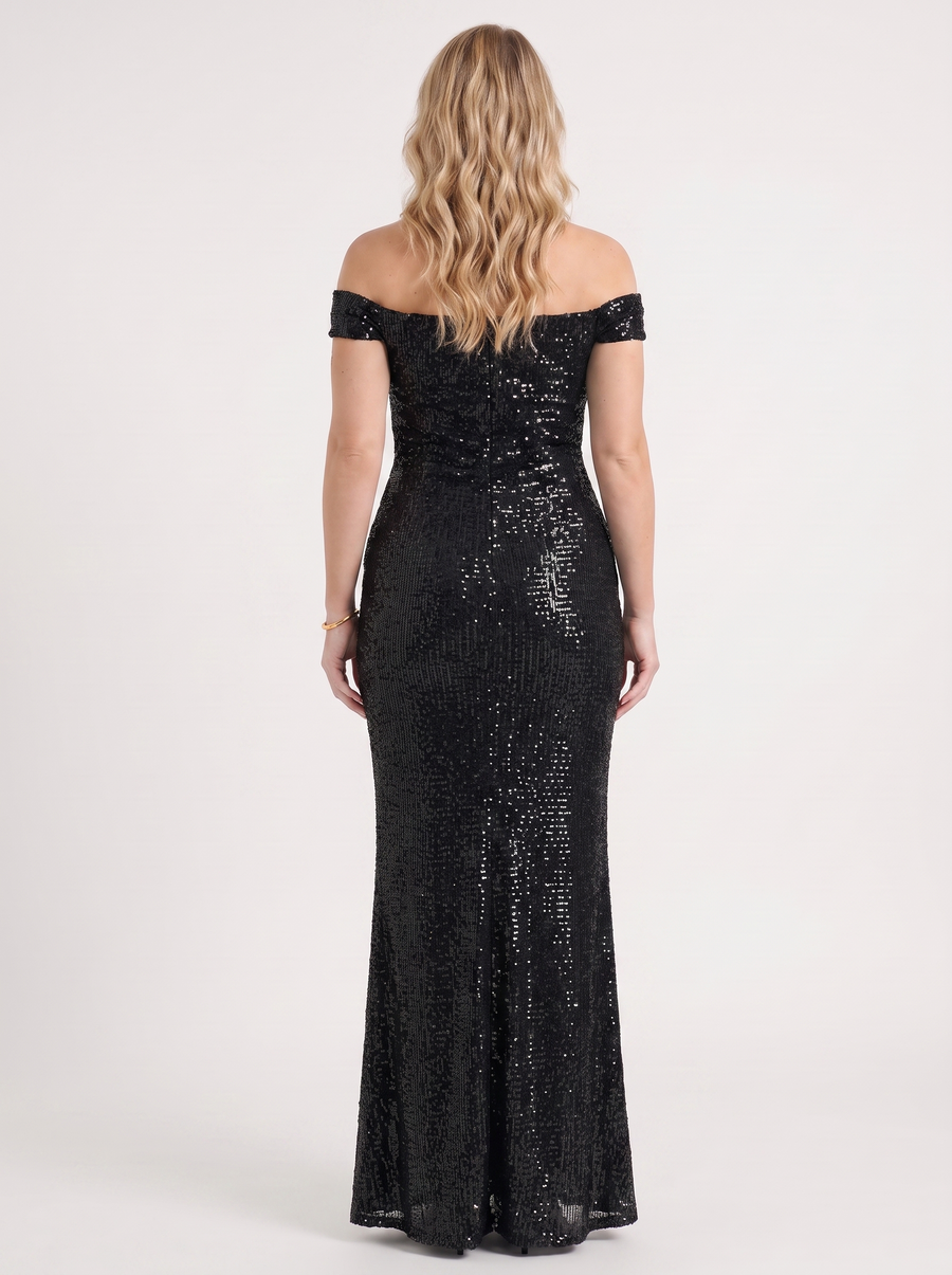 Noa Paillettenkleid mit Off-Shoulder-Ausschnitt