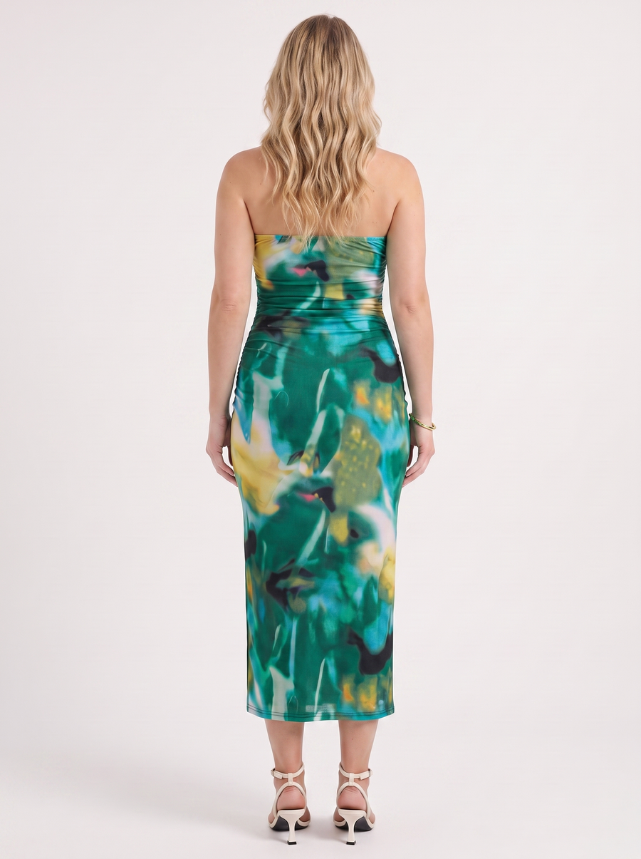 Quincy Bandeau-Maxikleid mit Print