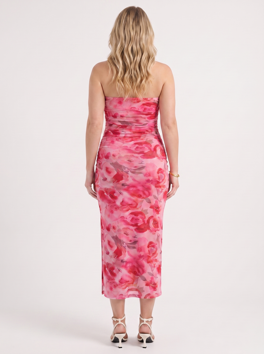 Quincy Bandeau-Maxikleid mit Print