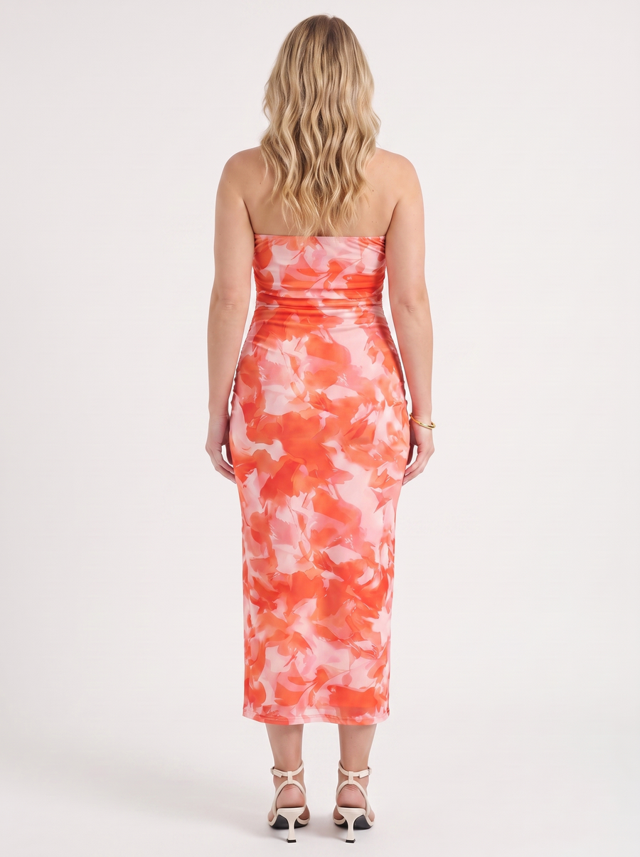 Quincy Bandeau-Maxikleid mit Print
