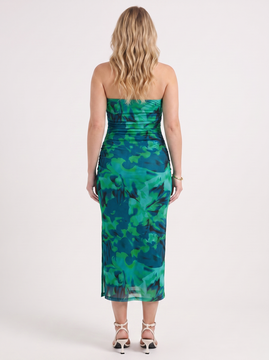 Quincy Bandeau-Maxikleid mit Print