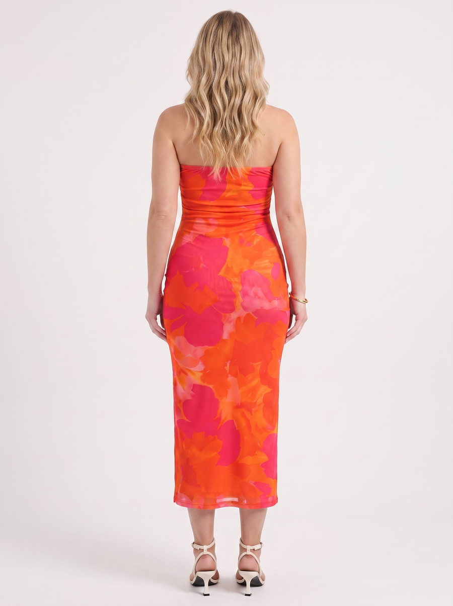 Quincy Bandeau-Maxikleid mit Print