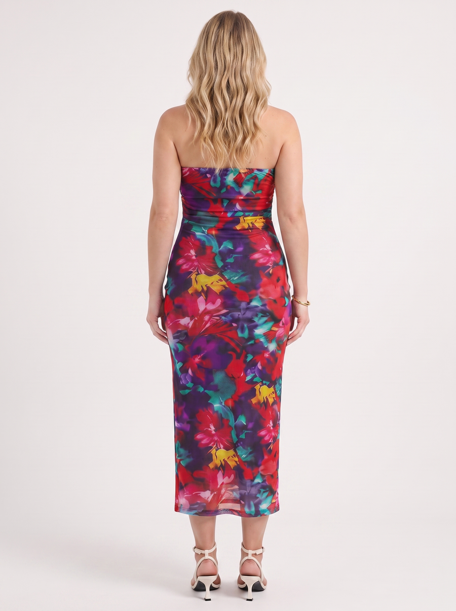 Quincy Bandeau-Maxikleid mit Print