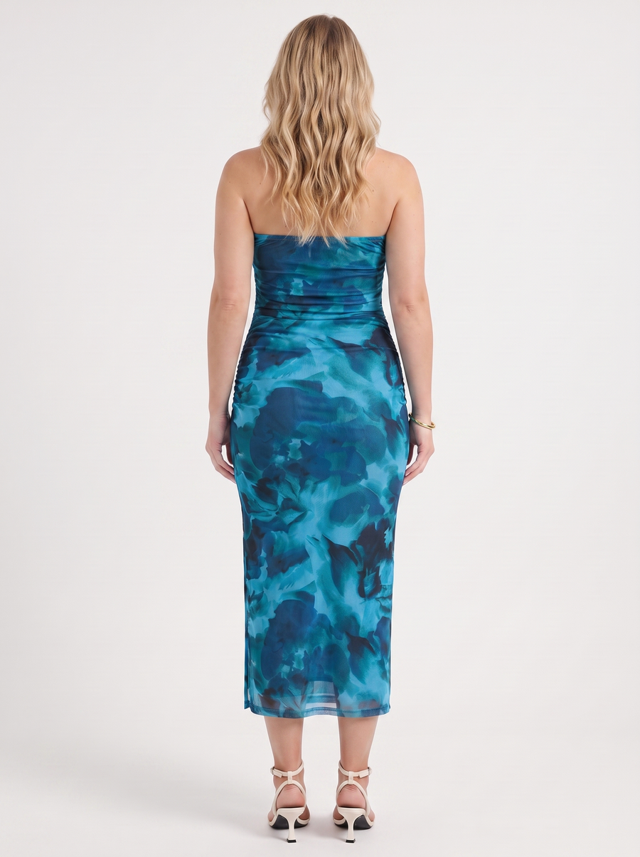 Quincy Bandeau-Maxikleid mit Print