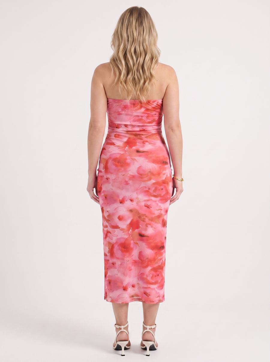 Quincy Bandeau-Maxikleid mit Print