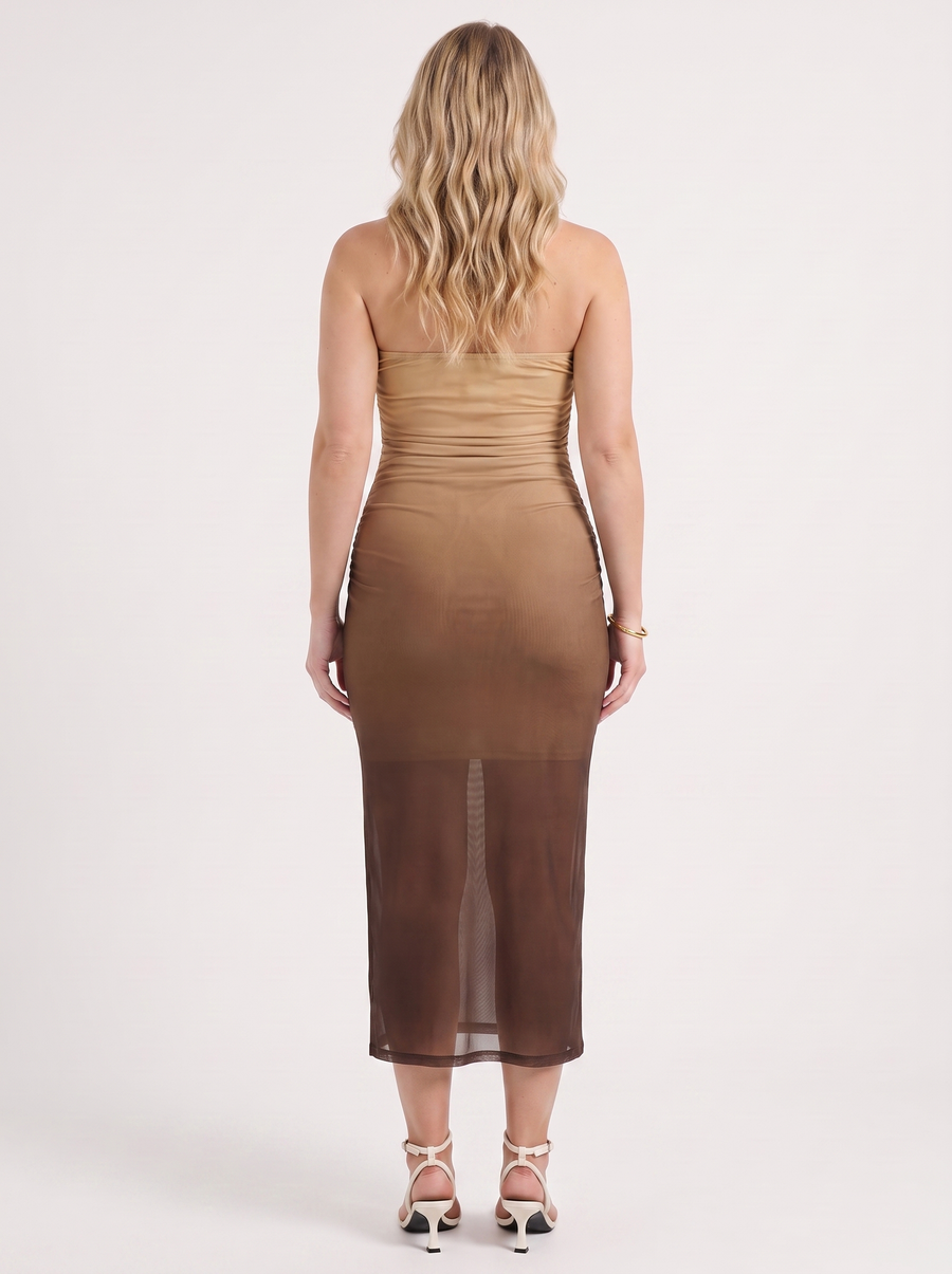 Quincy Bandeau-Maxikleid mit Print