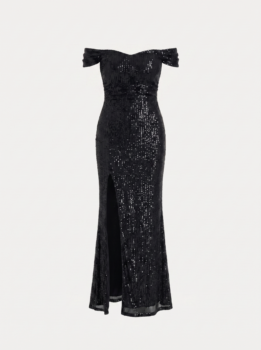 Noa Paillettenkleid mit Off-Shoulder-Ausschnitt