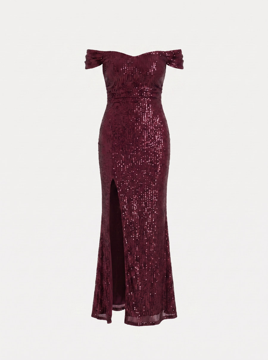 Noa Paillettenkleid mit Off-Shoulder-Ausschnitt
