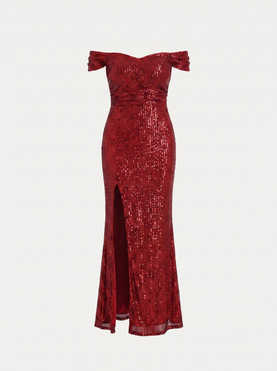 Noa Paillettenkleid mit Off-Shoulder-Ausschnitt