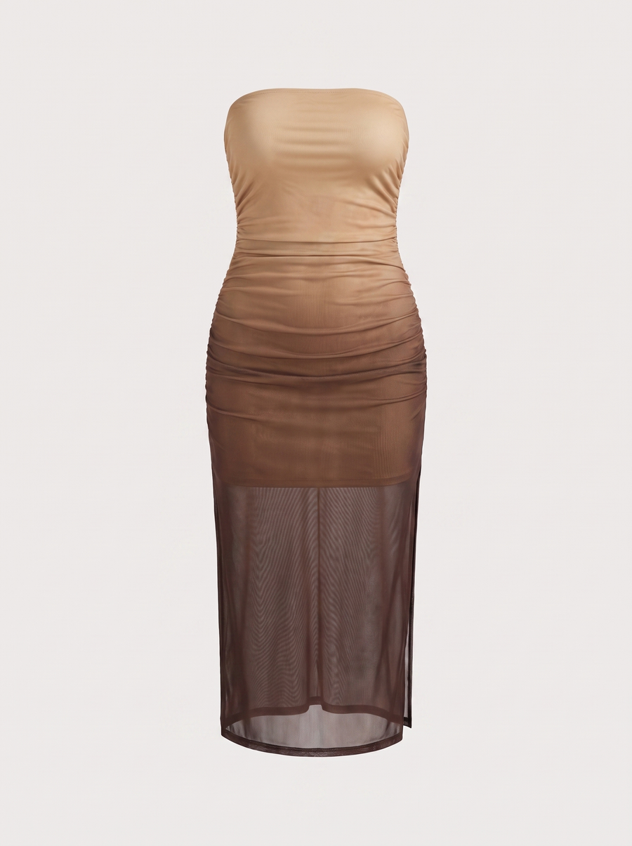 Quincy Bandeau-Maxikleid mit Print