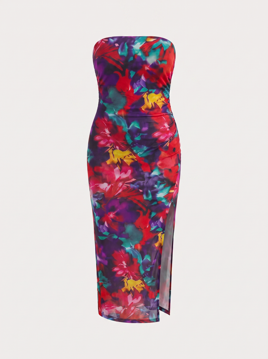 Quincy Bandeau-Maxikleid mit Print