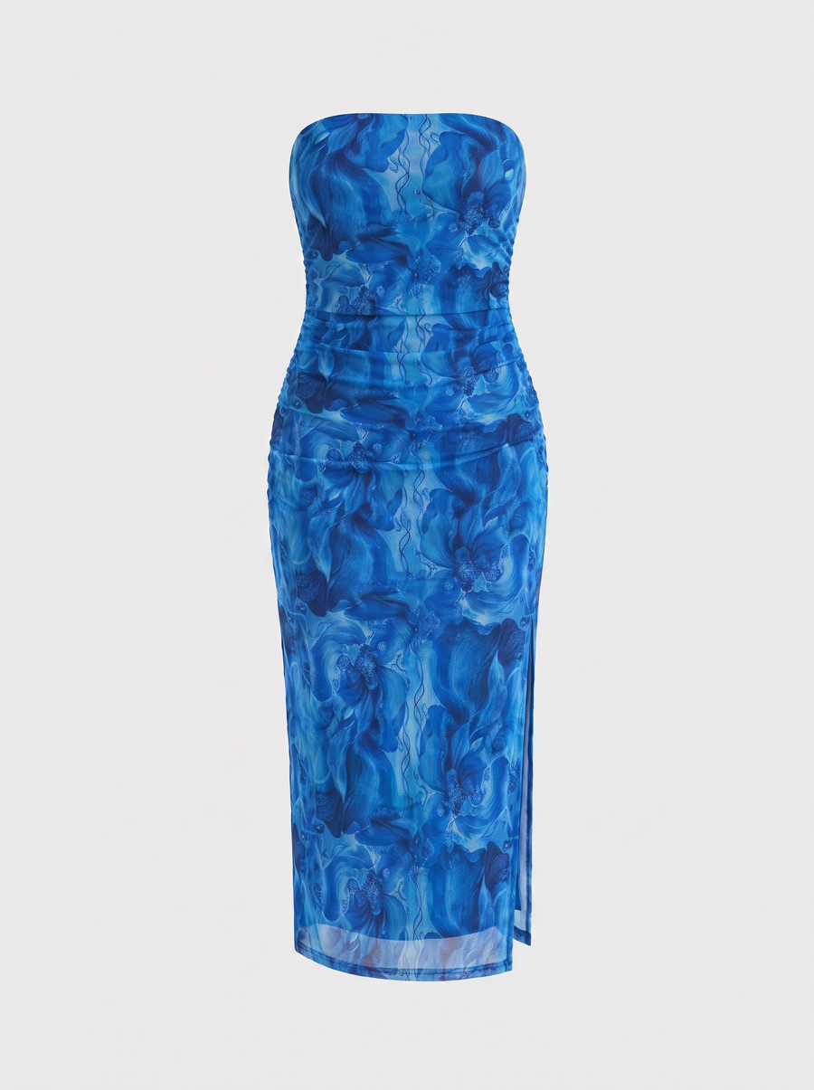 Quincy Bandeau-Maxikleid mit Print