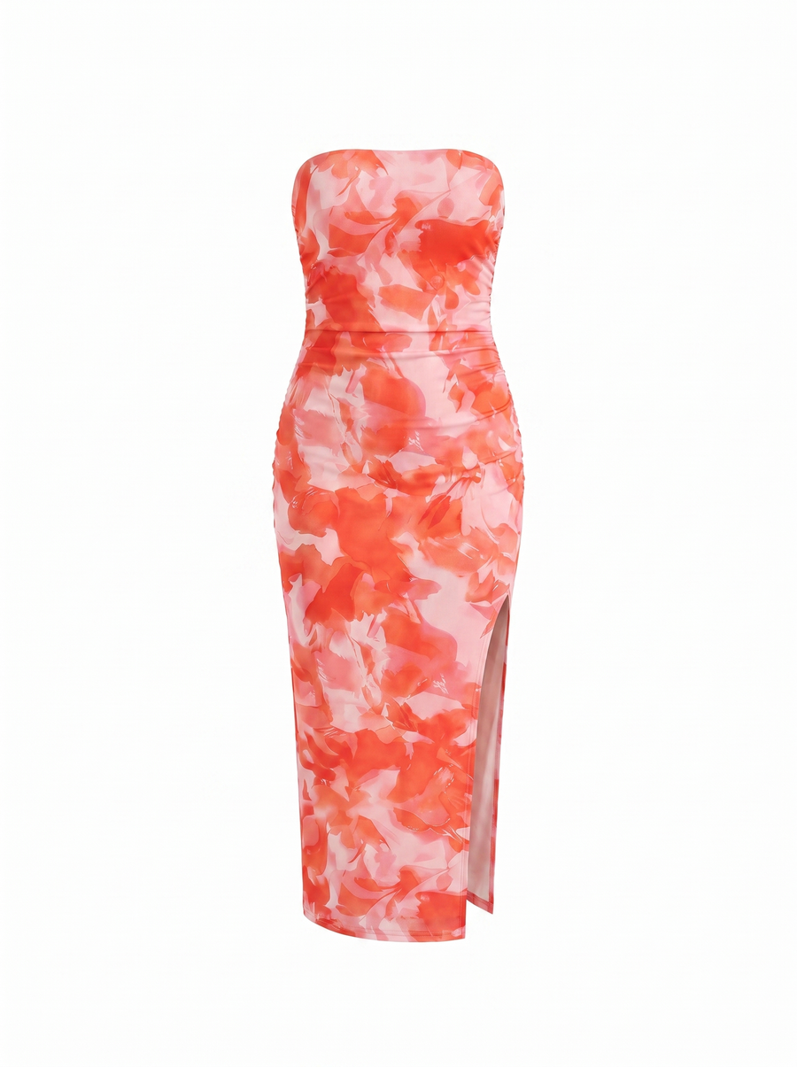 Quincy Bandeau-Maxikleid mit Print