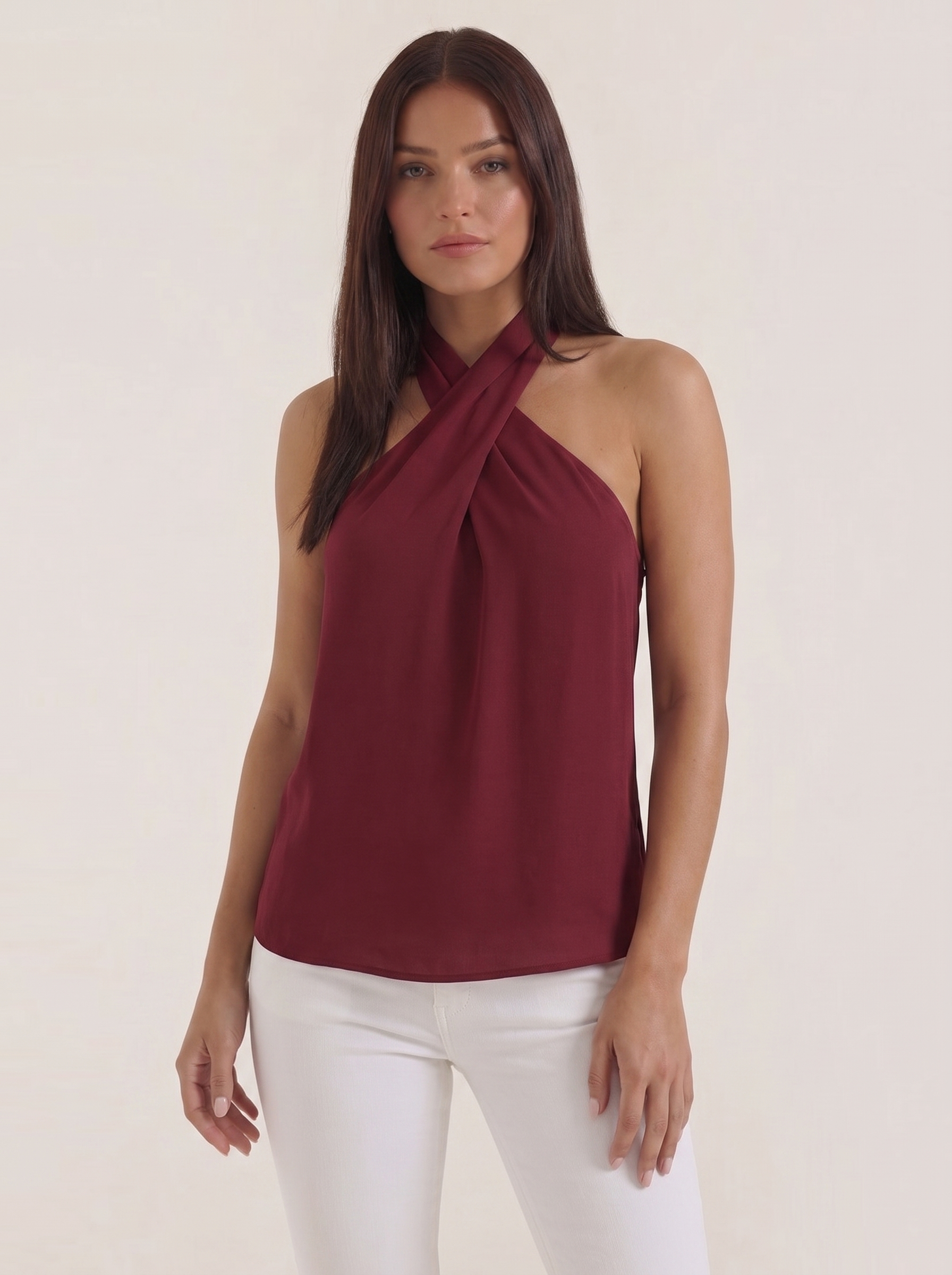 Gina Halter-Top mit Cross-Ausschnitt