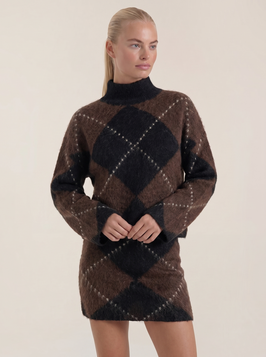 Kristen Rollkragenpullover mit Rautenmuster