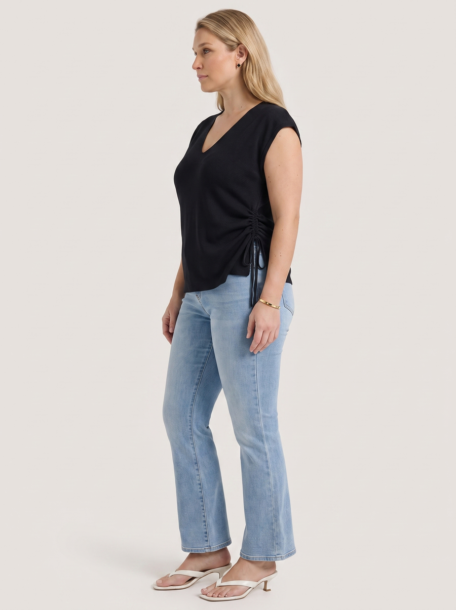 Kim Rippen-Top mit V-Ausschnitt