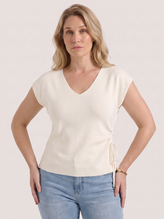 Kim Rippen-Top mit V-Ausschnitt