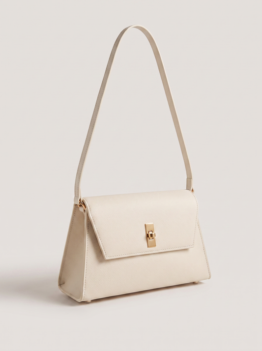 Kleine Handtasche aus Leder – Weiss, Frontansicht